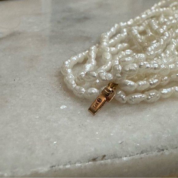 Harber Co | Antique 14k solid gold multiple strand Rice Pearl Bracelet - Picture 5 of 9